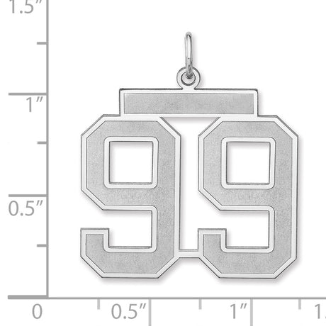 Satin Number 99 Charm Pendant in Real 925 Sterling Silver