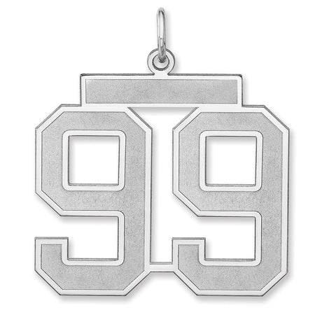 Satin Number 99 Charm Pendant in Real 925 Sterling Silver