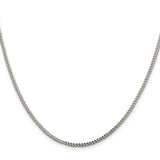 925 White Gold 2 mm Franco Chain Necklace, Polished