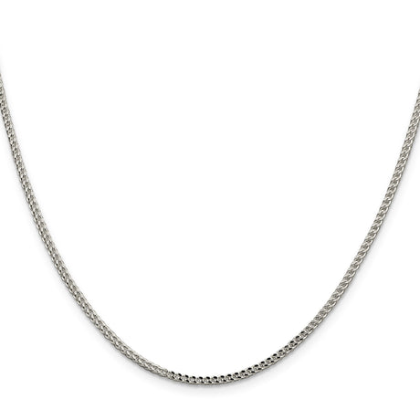 925 White Gold 2 mm Franco Chain Necklace, Polished