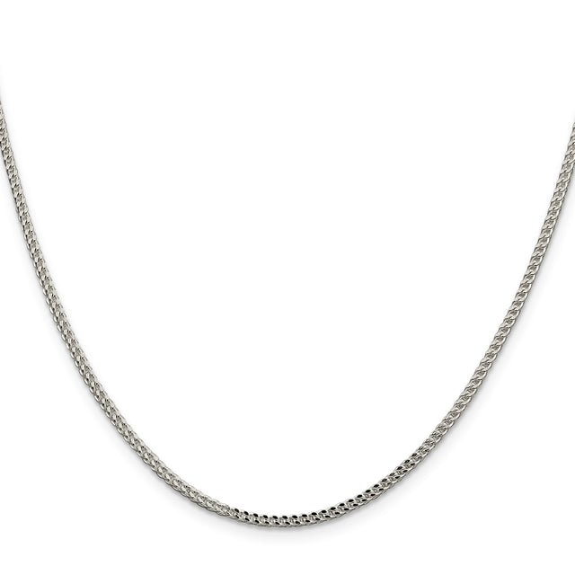 925 White Gold 2 mm Franco Chain Necklace, Polished