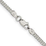 925 White Gold 2 mm Franco Chain Necklace, Polished alternate angle