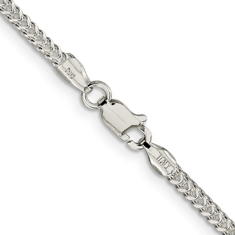 925 White Gold 2 mm Franco Chain Necklace, Polished alternate angle
