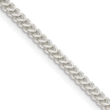 925 White Gold 2 mm Franco Chain Necklace, Polished detail view