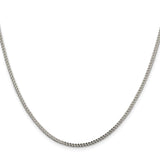 925 White Gold 2 mm Franco Chain Necklace, Polished