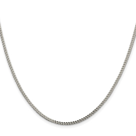 925 White Gold 2 mm Franco Chain Necklace, Polished