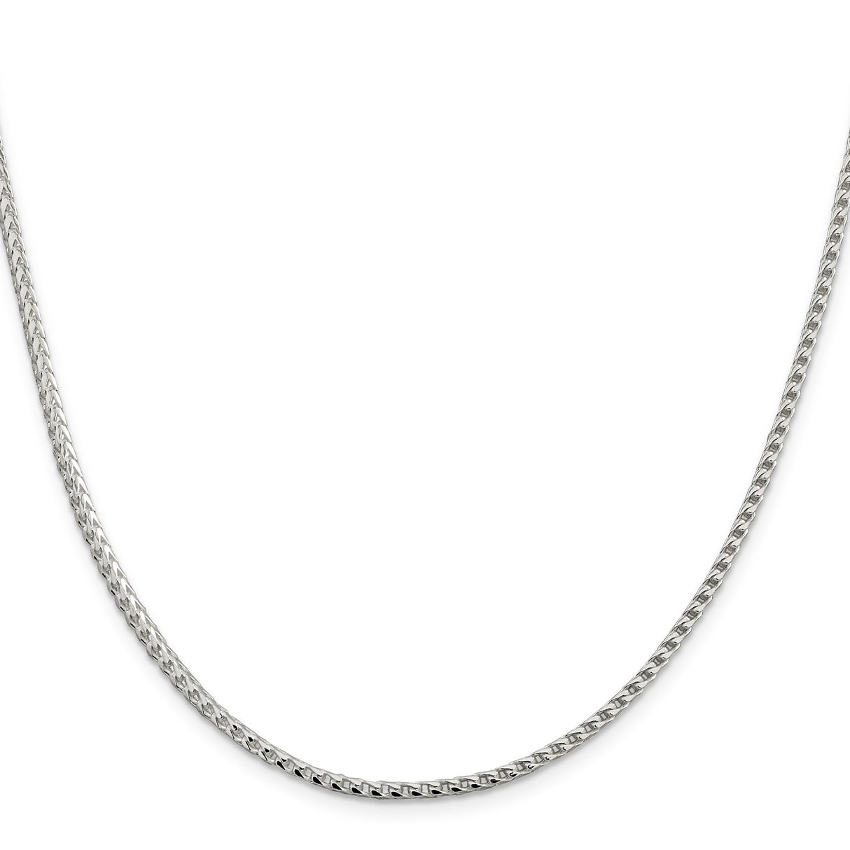 925 White Gold 2.55 mm Franco Chain Necklace, Polished