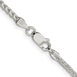 925 White Gold 2.55 mm Franco Chain Necklace, Polished alternate angle