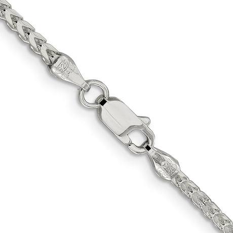 925 White Gold 2.55 mm Franco Chain Necklace, Polished alternate angle