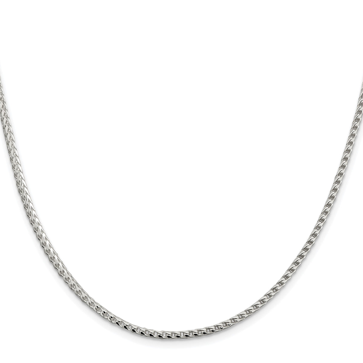 925 White Gold 2.55 mm Franco Chain Necklace, Polished