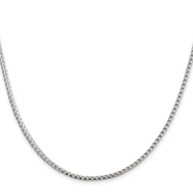 925 White Gold 2.55 mm Franco Chain Necklace, Polished