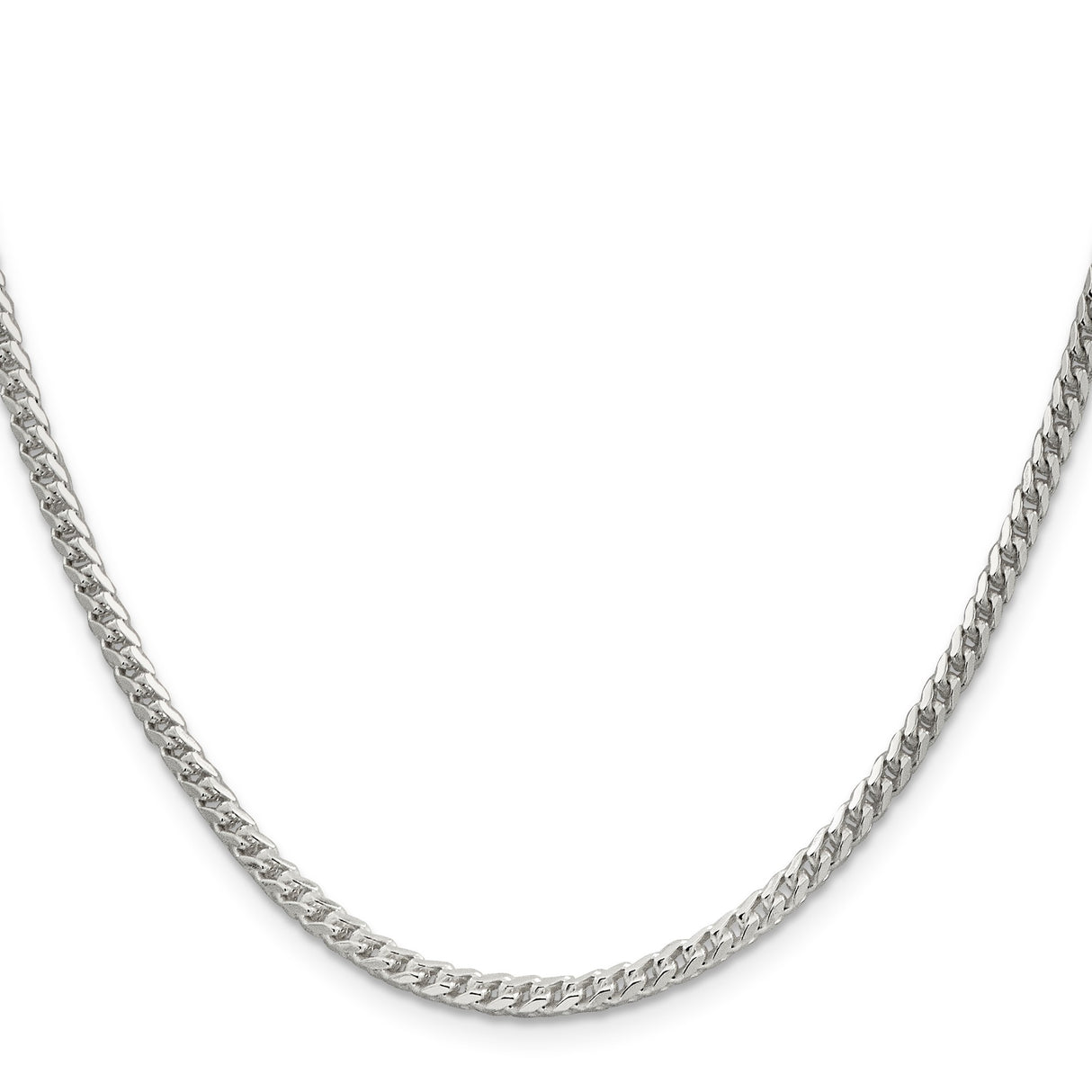 925 White Gold 3.1 mm Franco Chain Necklace, Polished