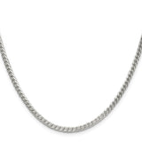 925 White Gold 3.1 mm Franco Chain Necklace, Polished