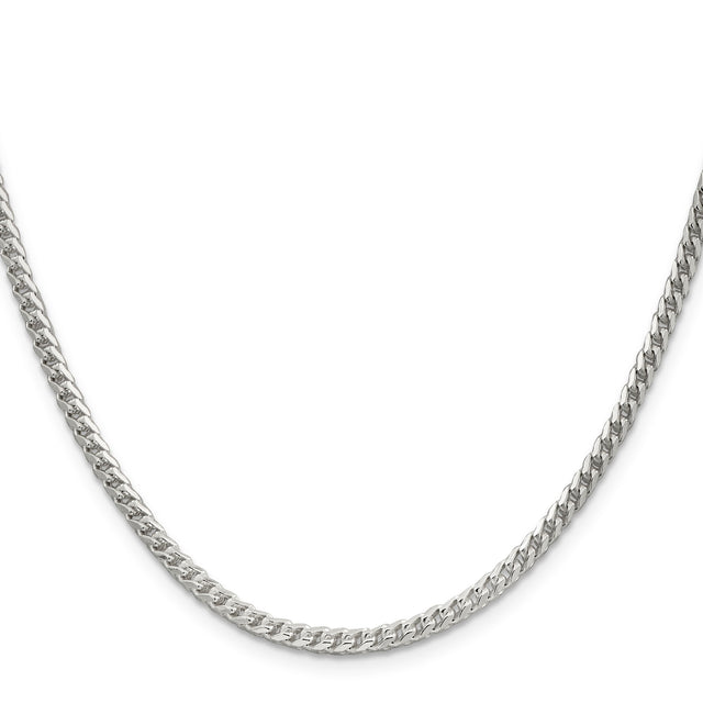 925 White Gold 3.1 mm Franco Chain Necklace, Polished