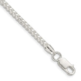 925 White Gold 3.1 mm Franco Chain Bracelet, Polished shown for scale