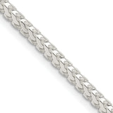 925 White Gold 3.1 mm Franco Chain Necklace, Polished detail view
