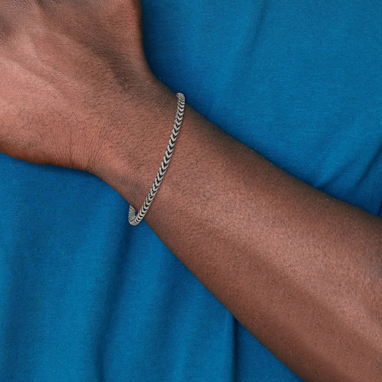 925 White Gold 3.1 mm Franco Chain Bracelet