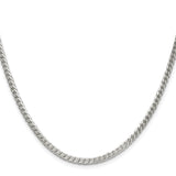 925 White Gold 3.1 mm Franco Chain Necklace, Polished