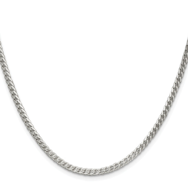 925 White Gold 3.1 mm Franco Chain Necklace, Polished