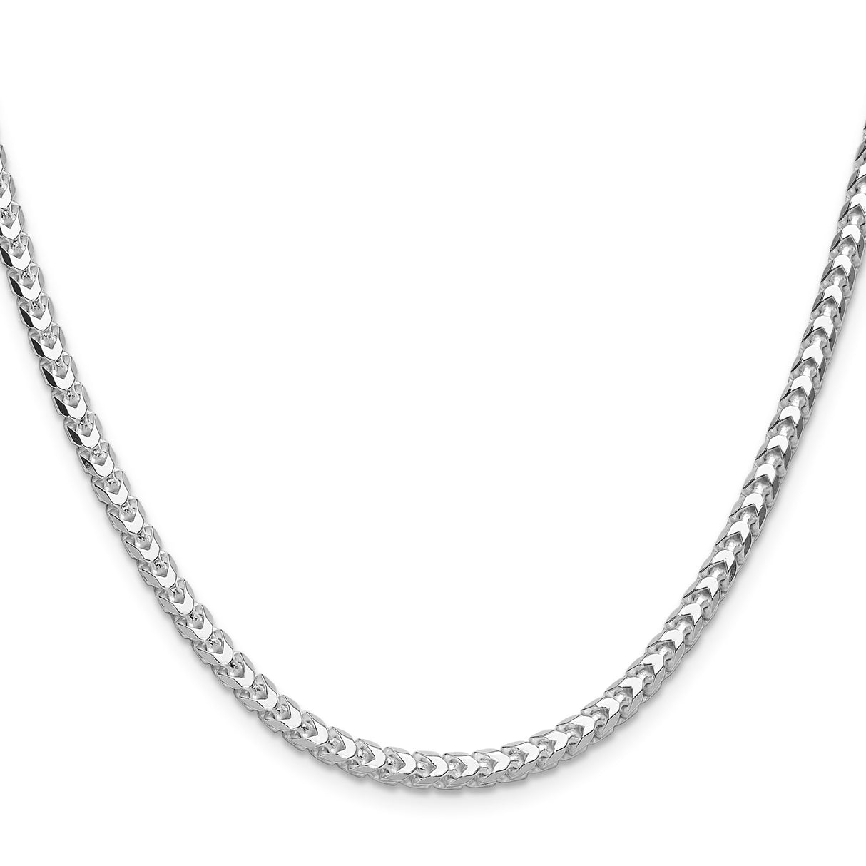 925 White Gold 4 mm Franco Chain Necklace, Polished