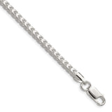 925 White Gold 4 mm Franco Chain Bracelet, Polished shown for scale