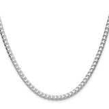 925 White Gold 4 mm Franco Chain Necklace, Polished