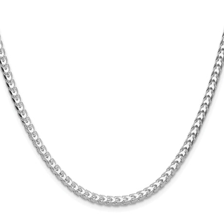 925 White Gold 4 mm Franco Chain Necklace, Polished