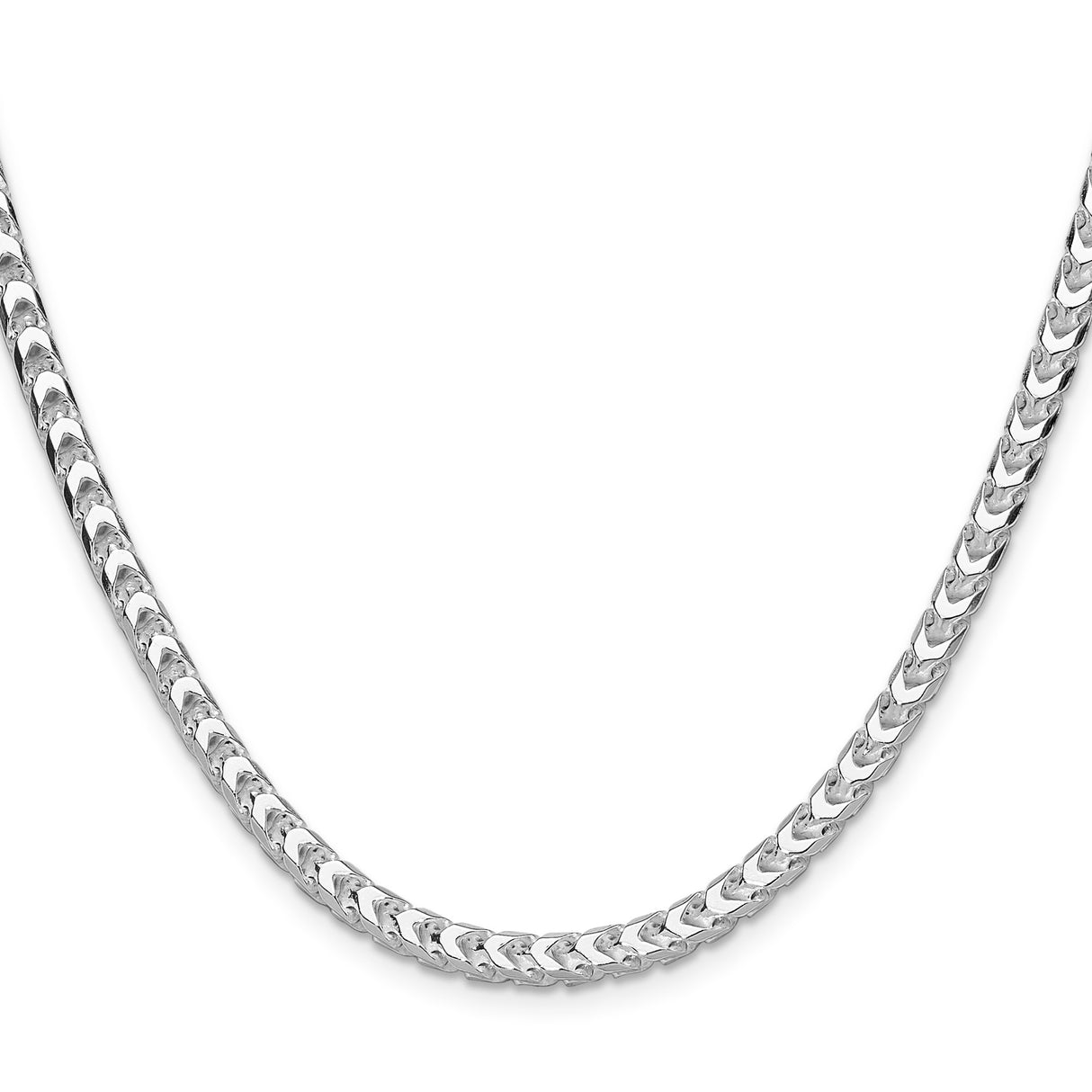 925 White Gold 4.7 mm Franco Chain Necklace, Polished