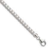 925 White Gold 4.7 mm Franco Chain Bracelet, Polished shown for scale