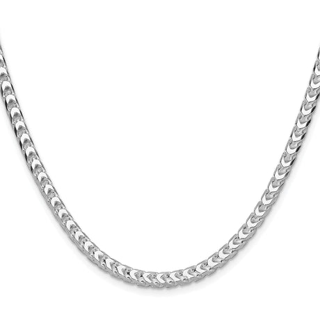 925 White Gold 4.7 mm Franco Chain Necklace, Polished