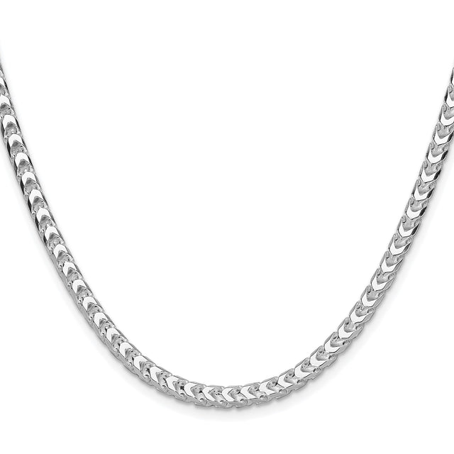 925 White Gold 4.7 mm Franco Chain Necklace, Polished