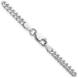 925 White Gold 3.25 mm Curb Chain Necklace, Polished alternate angle