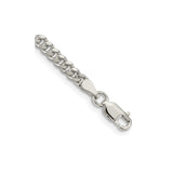 925 White Gold 3.25 mm Curb Chain Bracelet, Polished shown for scale