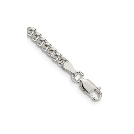 925 White Gold 3.25 mm Curb Chain Bracelet, Polished shown for scale