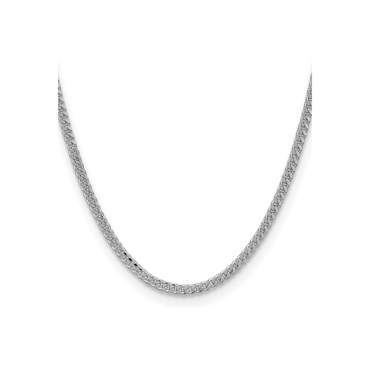 925 White Gold 3.25 mm Curb Chain Necklace, Polished
