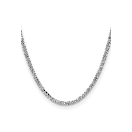 925 White Gold 3.25 mm Curb Chain Necklace, Polished