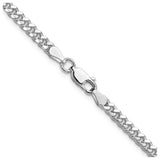 925 White Gold 3.25 mm Curb Chain Necklace, Polished alternate angle