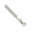 925 White Gold 4 mm Curb Chain Bracelet, Polished shown for scale