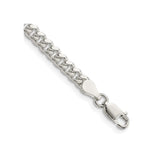 925 White Gold 4 mm Curb Chain Bracelet, Polished shown for scale