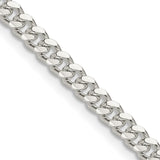 925 White Gold 4 mm Curb Chain Necklace, Polished detail view