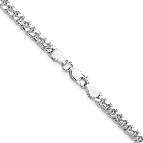 925 White Gold 4 mm Curb Chain Necklace, Polished alternate angle