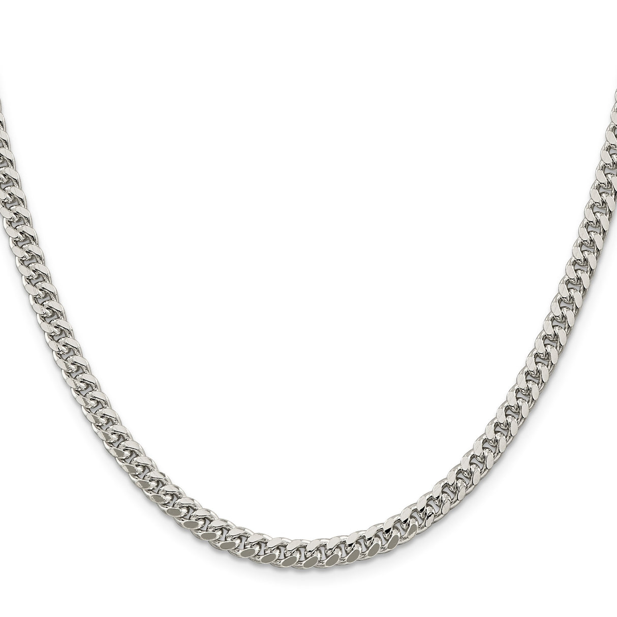 925 White Gold 5 mm Curb Chain Necklace, Polished