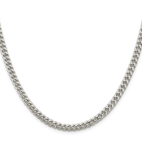 925 White Gold 5 mm Curb Chain Necklace, Polished