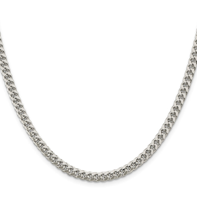925 White Gold 5 mm Curb Chain Necklace, Polished