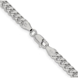 925 White Gold 5 mm Curb Chain Necklace, Polished alternate angle