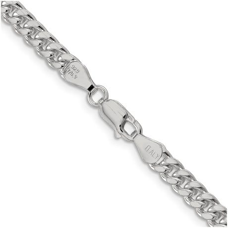 925 White Gold 5 mm Curb Chain Necklace, Polished alternate angle