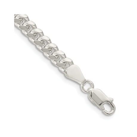 925 White Gold 5 mm Curb Chain Bracelet, Polished shown for scale