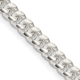 925 White Gold 5 mm Curb Chain Necklace, Polished detail view