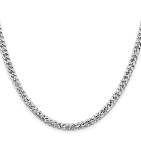 925 White Gold 5 mm Curb Chain Necklace, Polished