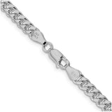 925 White Gold 5 mm Curb Chain Necklace, Polished alternate angle